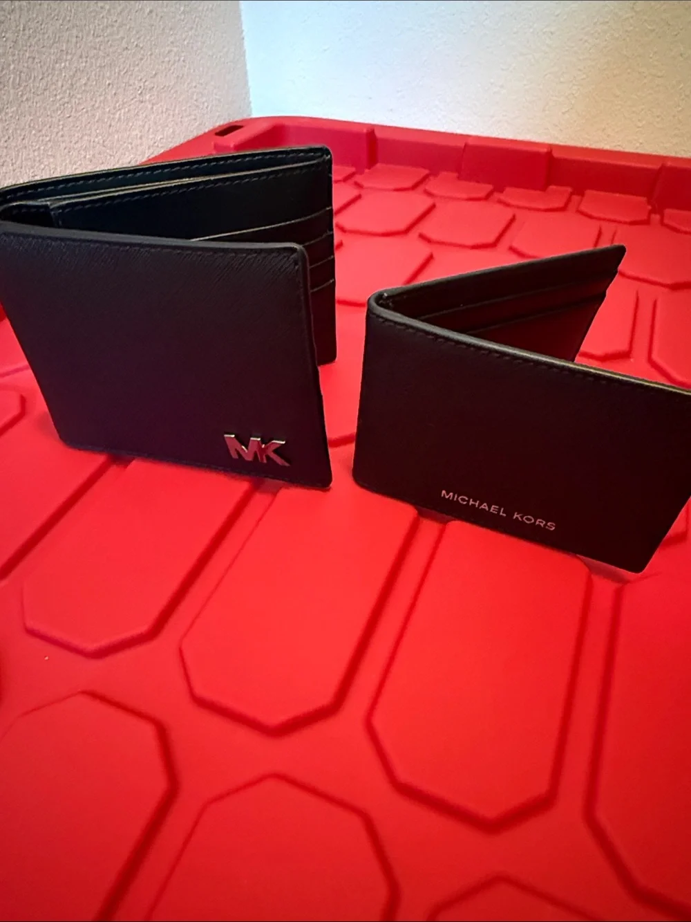 Michael Kors Black Leather Bifold Wallet with MK Logo